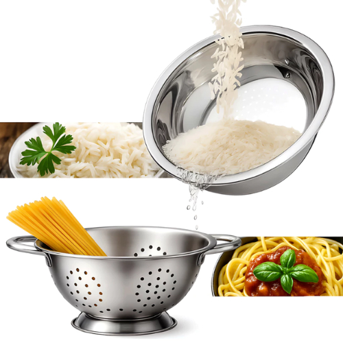 Kit Escorredores em Aço Inox para Massa, Arroz e Legumes