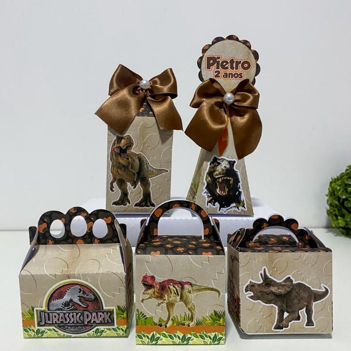 PEGUE E MONTE - Kit Festa Dinossauro Personalizados Aniversário–Lembrancinha - Caixinhas para Festa
