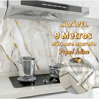 papel de parede Adesivos Brilante Lavável Mármore Dourado 9 Metro x 60cm Resistente a Agua/Óleo material lavável em Oferta na Shopee