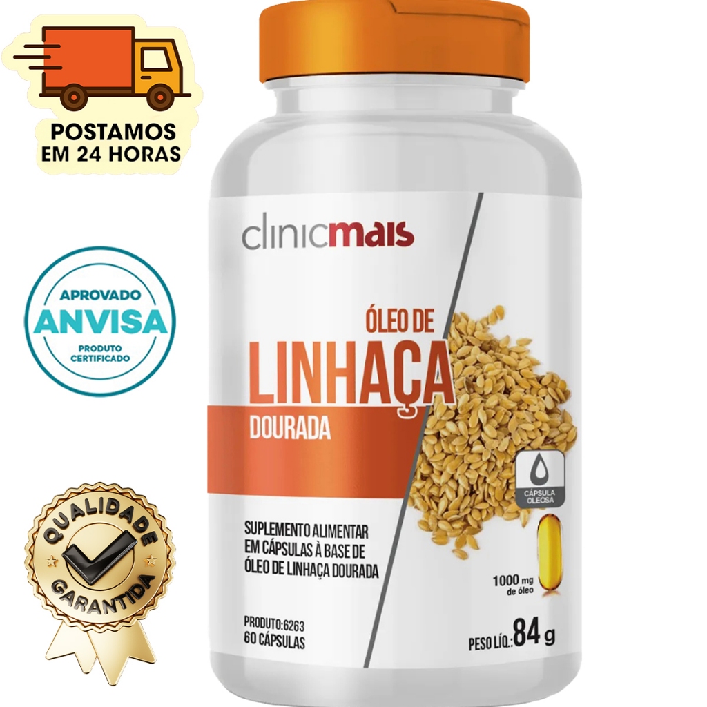Óleo De Linhaça Dourada - 60 Cápsulas 1000mg - Clinicmais em Oferta na Shopee