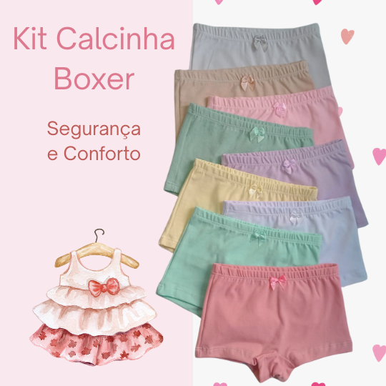 Kit Calcinha Box Infantil Menina Bebê Juvenil Tapa Fralda Malha Cottom Premium Algodão Roupas Intima em Oferta na Shopee