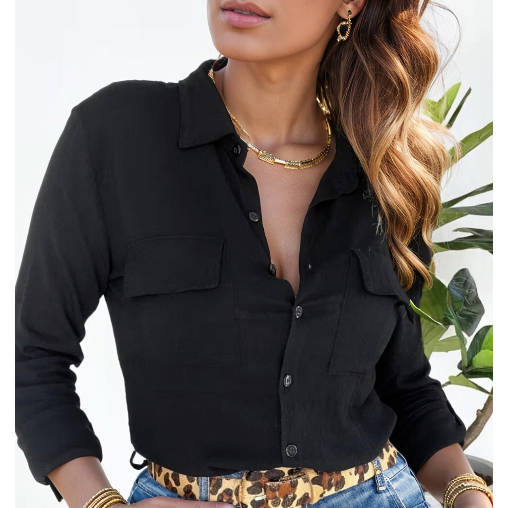 Camisa Social Feminina Viscolinho Com Elastano Blusa Feminina Elegante Trabalho Estudo