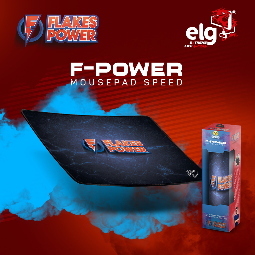 Mousepad Gamer Flakes Power, ELG, FLKMP001, Speed, P, 36x30cm, Antiderrapante, Preto - Computers & Accessories