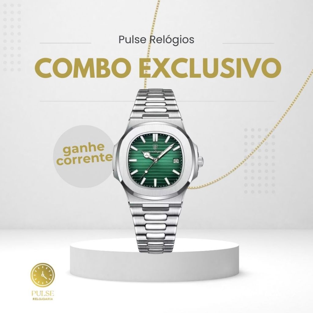 Patek Nautilus - com corrente - SUPER DE LUXO - Promoção exclusiva