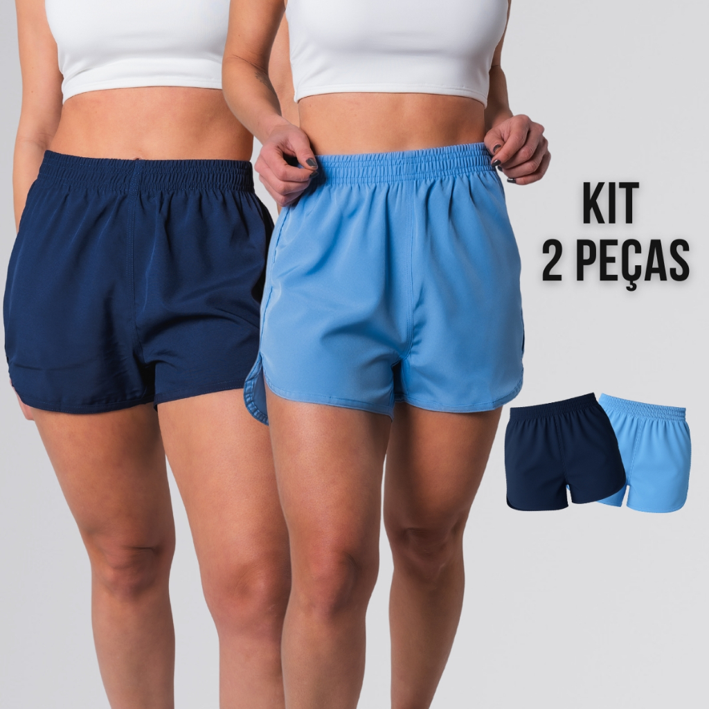 Kit 2 Short Feminino Tactel Confortável Praia Fitness Treino Shortinho Academia