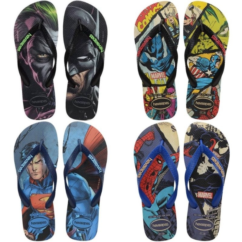 Chinelo Havaianas Top Heróis Marvel DC Adulto Original Batman Coringa Hulk Homem Aranha Capitão América