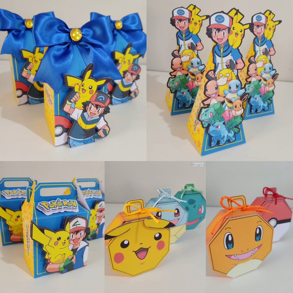 Kit 50 personalizados pokémon ,Lembrancinhas,Caixinhas personalizadas-kit pegue e monte
