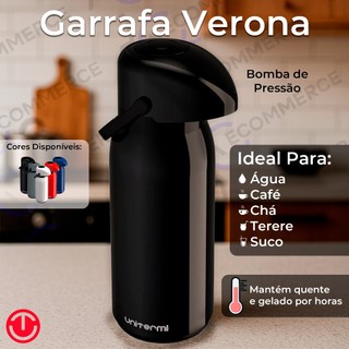 Garrafa Térmica🔥 1,8L 1.8 1L 600ml com Pressão Unitermi Verona Ideal para Café ☕ Chá Te…