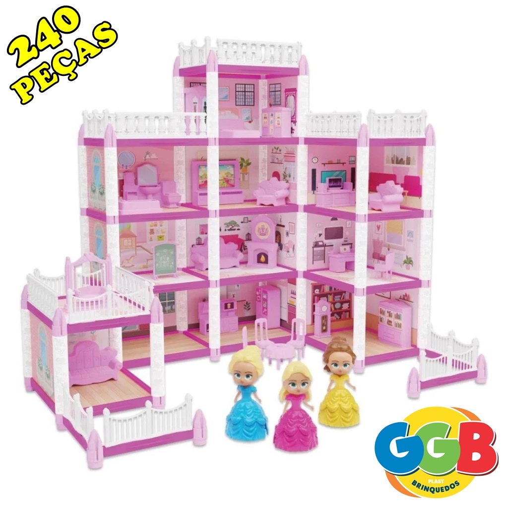 Casinha de Boneca Castelo da Princesa 240 Peças Brinquedo de Menina de Montar Encantado em Oferta na Shopee