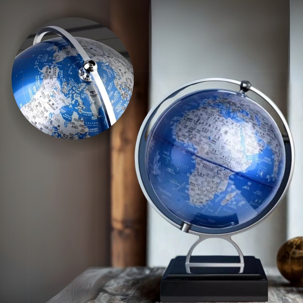 Globo Terrestre Luxo Giratório Metal Decoração Mapa Mundi