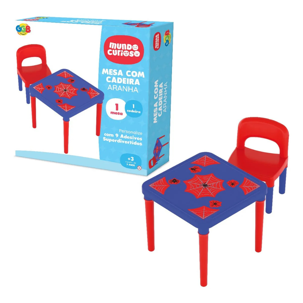 Mesa Mesinha Com Cadeira Infantil Dinossauro, Unicórnio ou Aranha Atividade Educativa