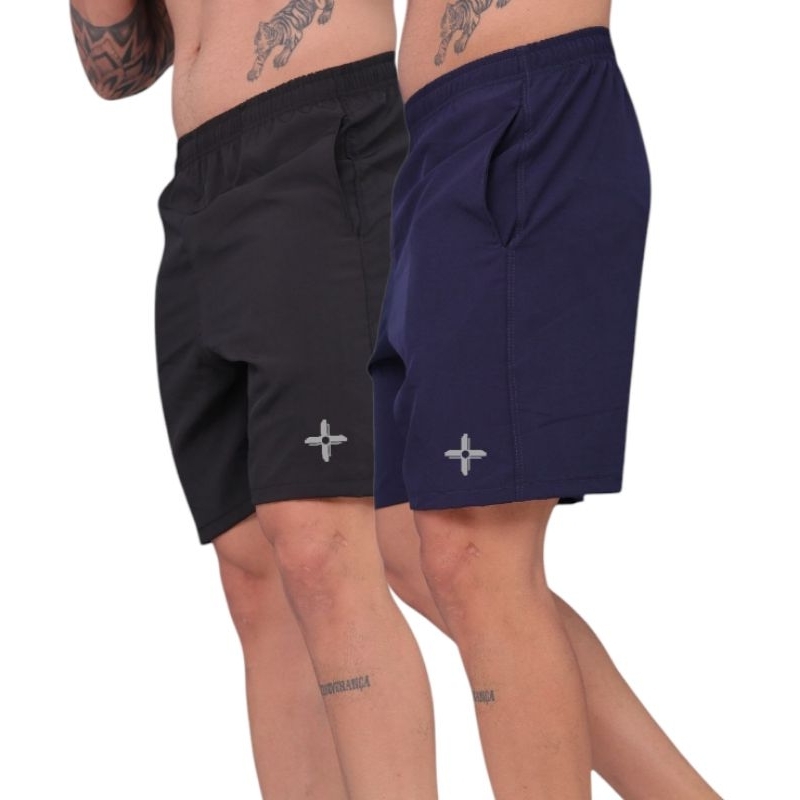 Kit 2 Bermudas Masculinas Elastic Tactel C/ Elastano - Treino, Academia, Corrida, Casual...
