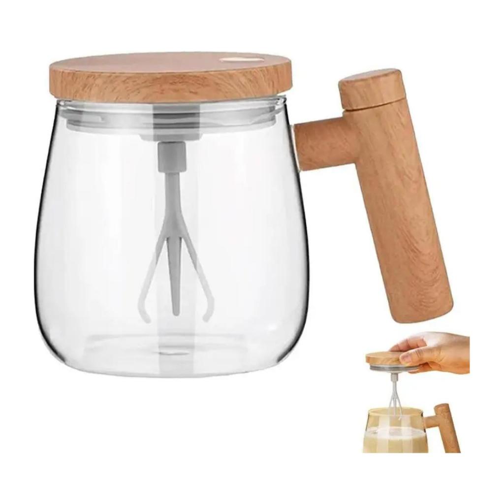 Caneca Mixer 400ml Vidro E Bambu