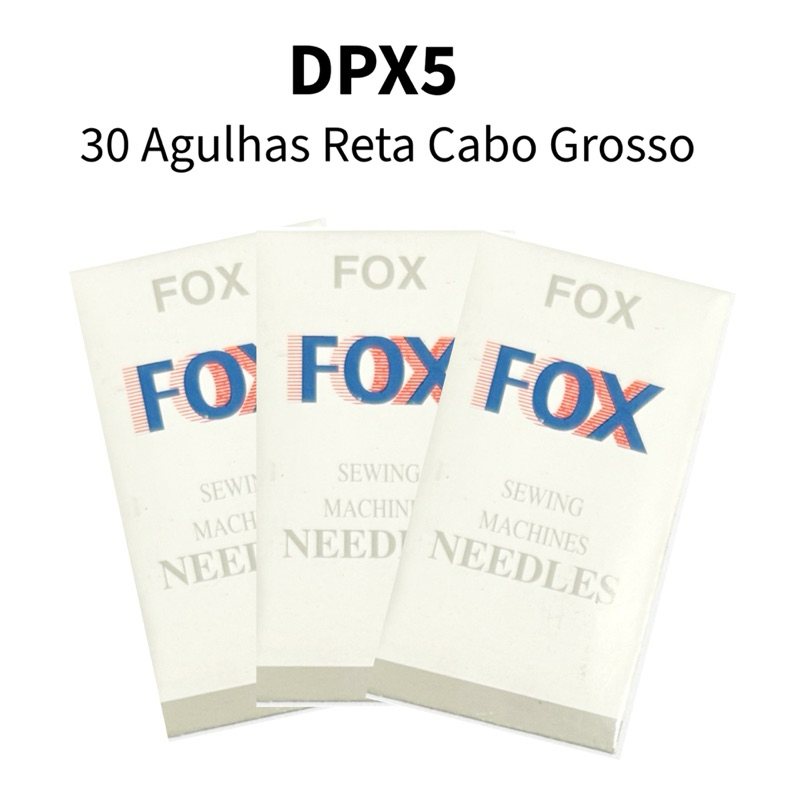30 Agulhas DPx5 Reta Cabo Grosso N°9/10/11/12/14/16/18/19/20/21 Maquina Costura Industrial