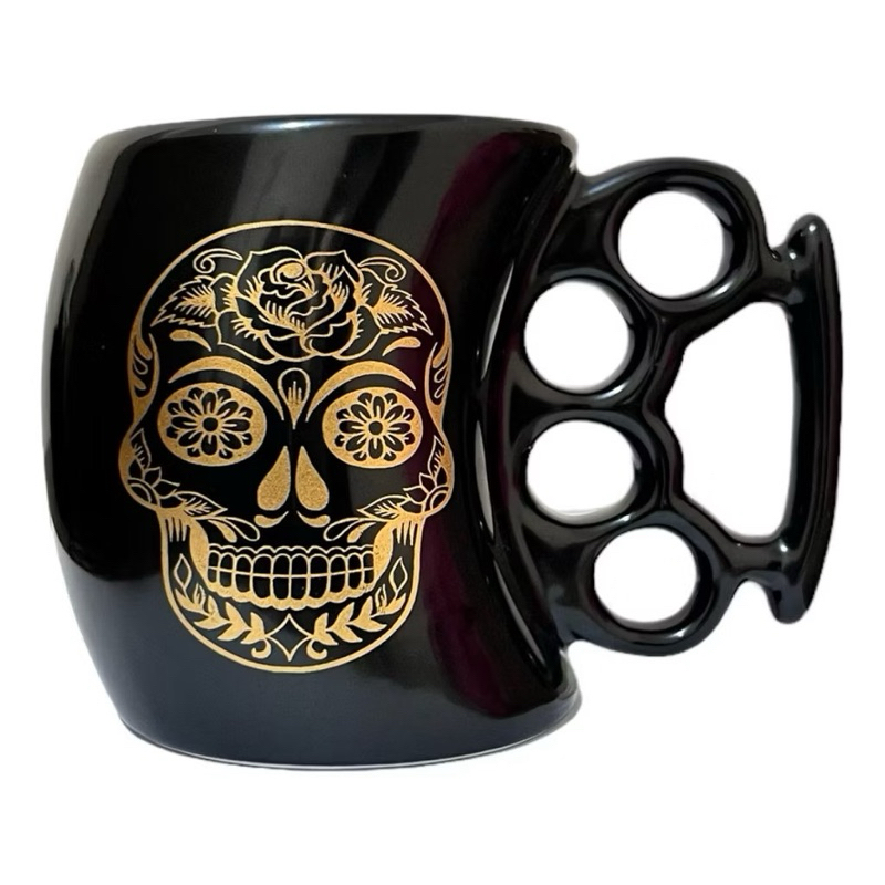 Caneca soco inglês caveira mexicana de porcelana 350ml