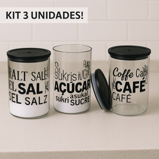 Kit Potes Herméticos Sal Café e Açúcar 1.000ml em Oferta na Shopee