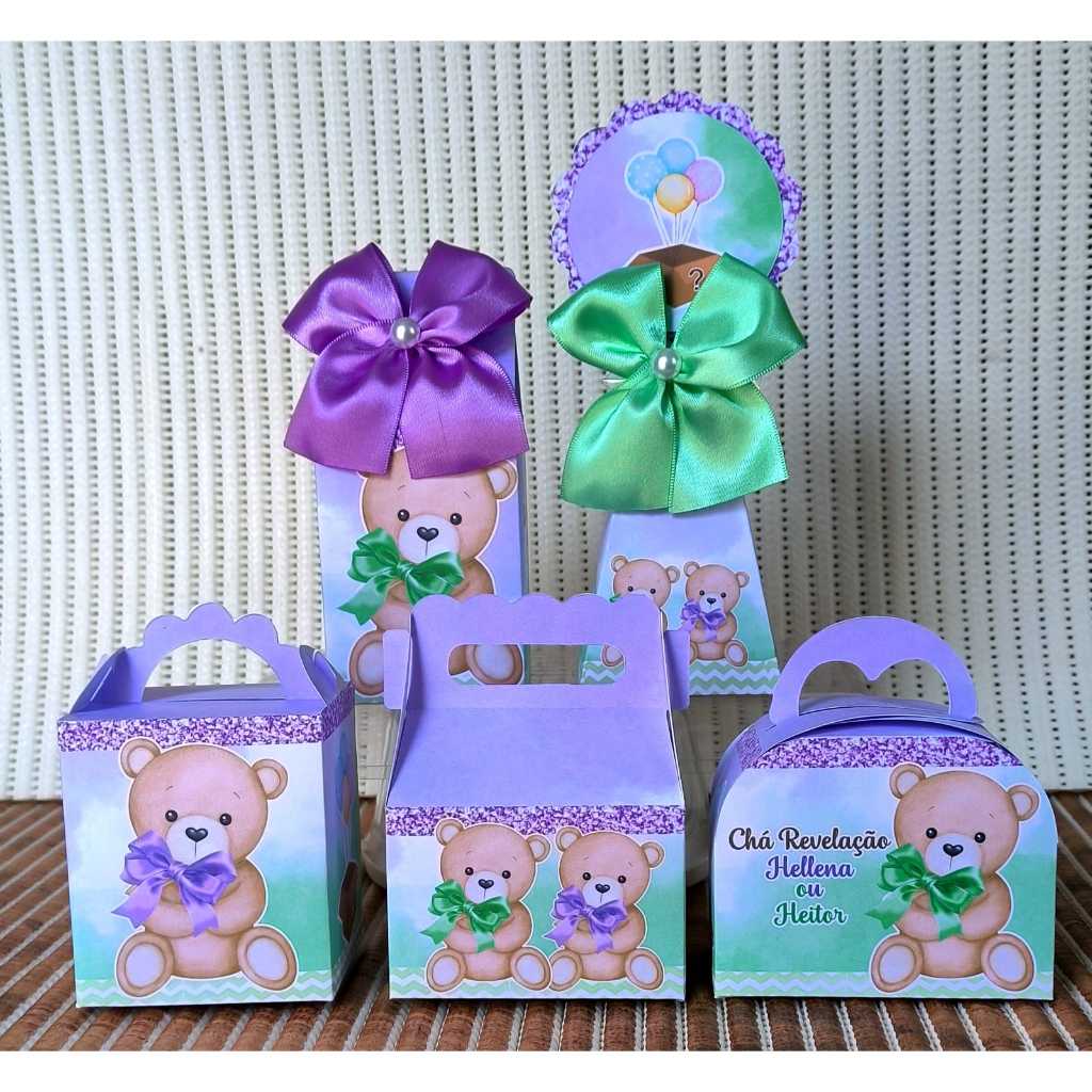 PEGUE E MONTE - Kit Festa Chá Revelação Personalizados Lembrancinhas Caixinhas para festa