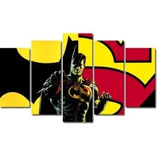 Quadro Decorativo Batman Super Man Heróis Conflito DC Comics Batalha Poder Justiça Combate