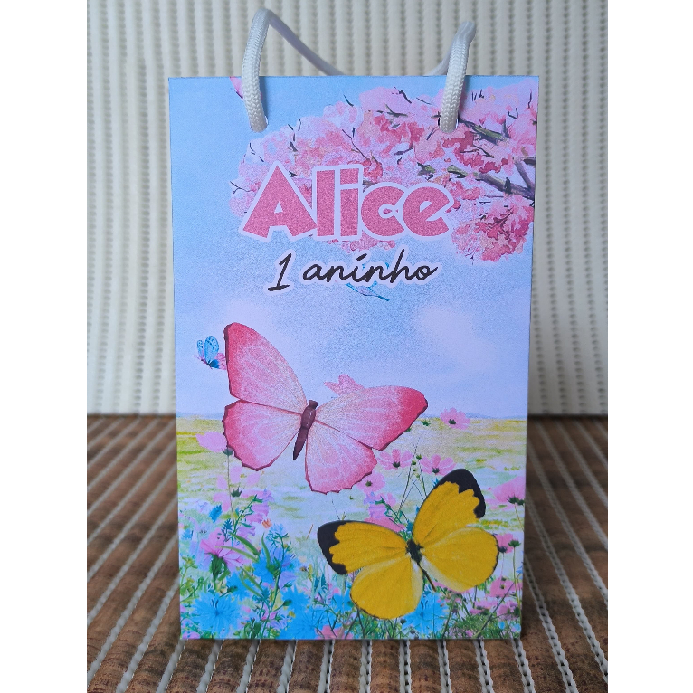 PEGUE E MONTE - Sacolinha Surpresa Personalizada Jardim Das Borboletas - Com Alça
