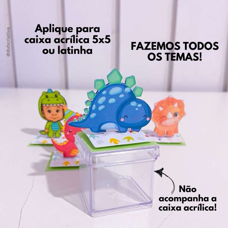 Aplique Personalizado 3D para caixa acrílica, potinho de 40 ml ou latinha | fazemos todos os temas