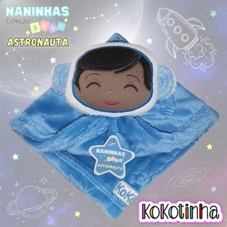 Naninha menino astronauta moreno - mantinha para bebê menino - Tema astronauta, galáxia, nave, foguete, estrela