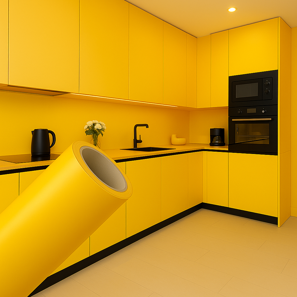 10 Metros x 45cm Papel de Parede Adesivo Tipo Contact Amarelo Fosco Lavavel em Oferta na Shopee