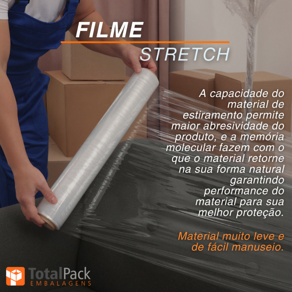 Bobina Filme Stretch Transparente 50CM 300 metros