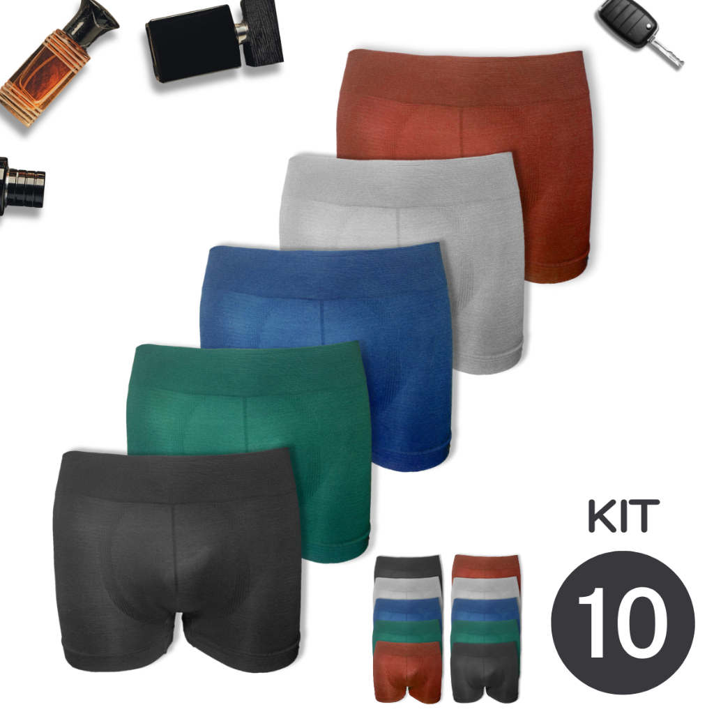 Kit até 10 Cuecas Boxer Adulto Microfibra Respirável