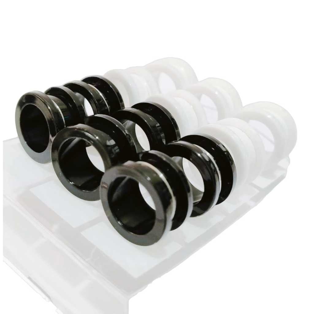 Alargador 16mm Kit com 12 Unidades Preto e Branco Acrílico Plástico acrilico de roquear