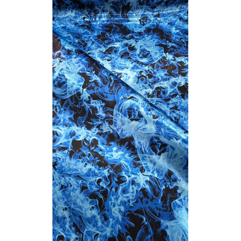 Cetim Digital Estampado Fogo Azul