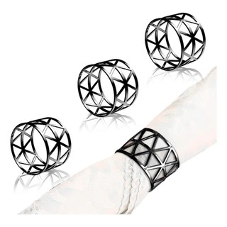Porta Guardanapo Kit 4 Anel Argola para Guardanapo Decorativo Preto Metal Restaurante Mesas Festas⚡