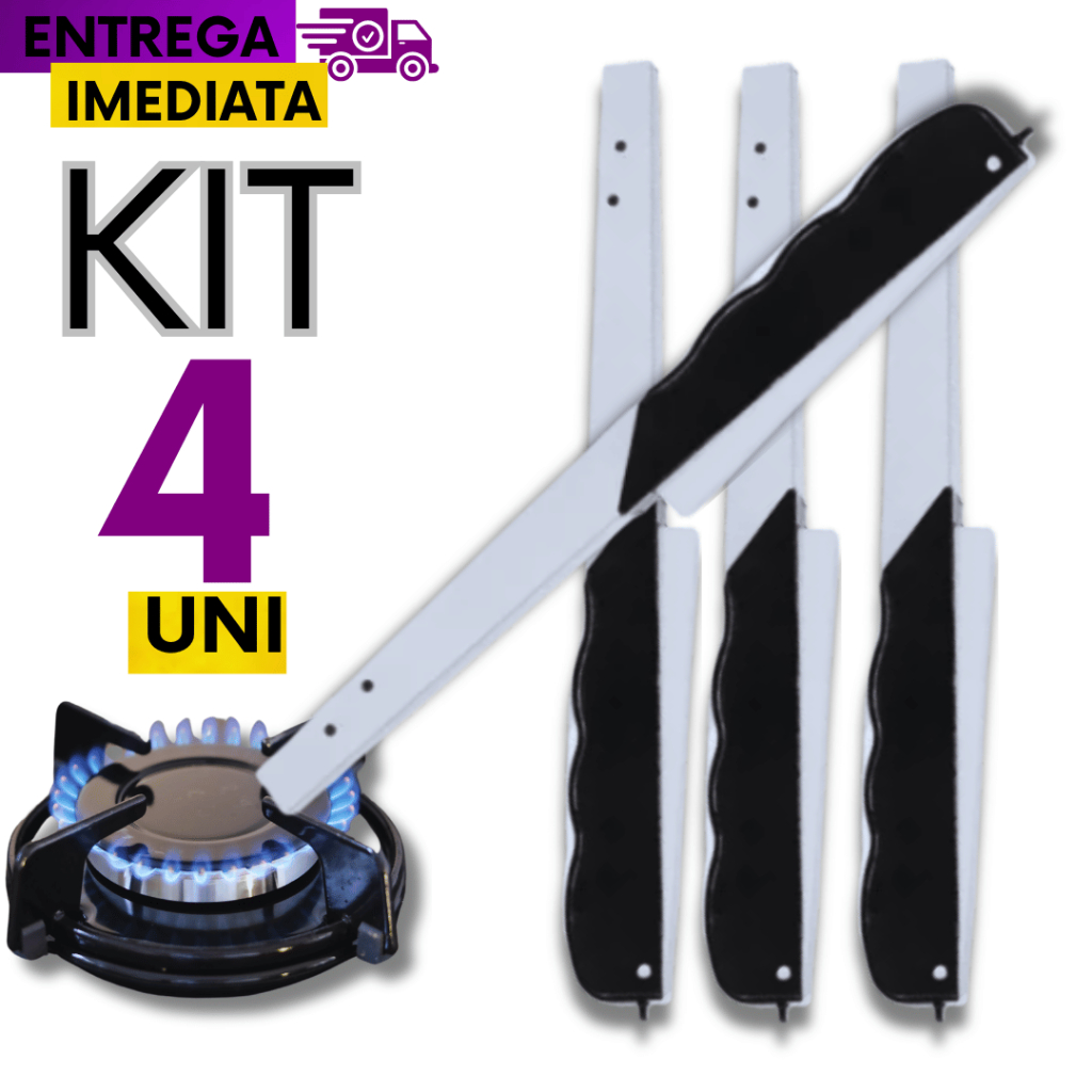 Kit 04 Unidades Acendedor de Fogão Linha Premium Multi Disparos 22 cm Kit Para Cozinha e Restaurantes Culinária