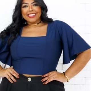 BLUSA CROPPED PLUS SIZE MANGUINHA MORCEGO em Oferta na Shopee