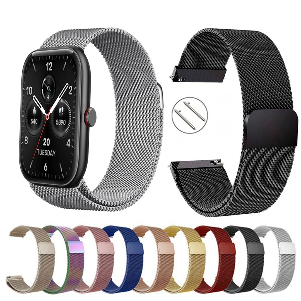 Pulseira de 22mm milanesa aço inox para Smartwatch Bettdow FB030 de Engate Rapido Pronta entrega no Brasil