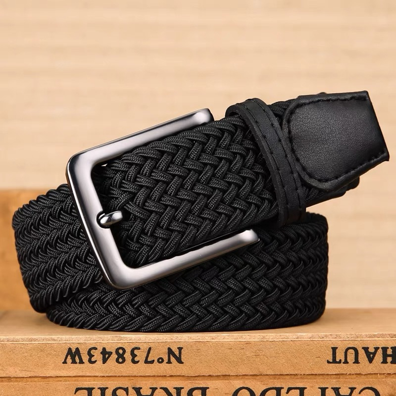 Cinto Esportivo Masculino - Esporte Chique - Tecido Trançado Elástico, Ponteira couro, Fivela Metal em Oferta na Shopee