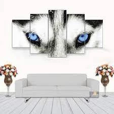 Quadro Decorativo Lobo Olhos Azuis Selvagem Natureza Animal Floresta Selvagem Força Mistério