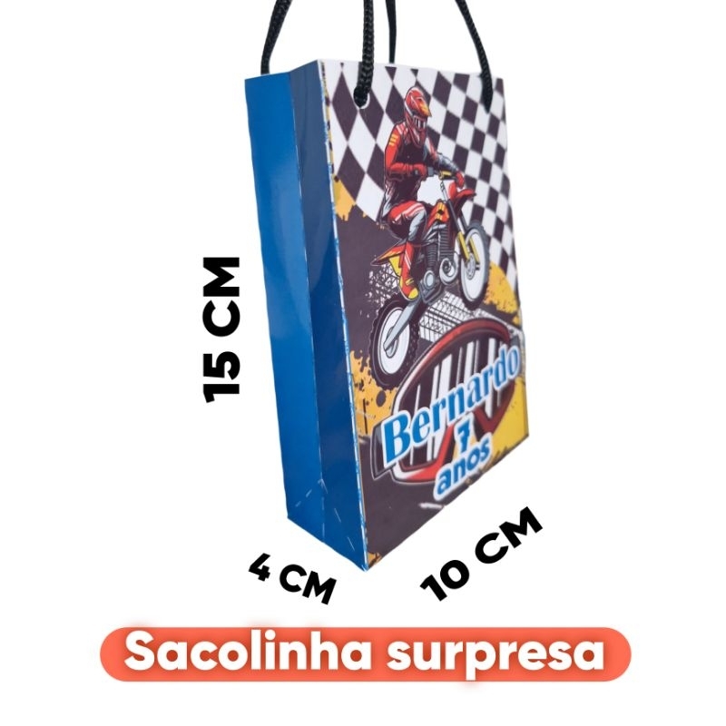 Sacolinha Surpresa Motocross Moto personalizada lembrancinha pegue e monte para festa aniversario