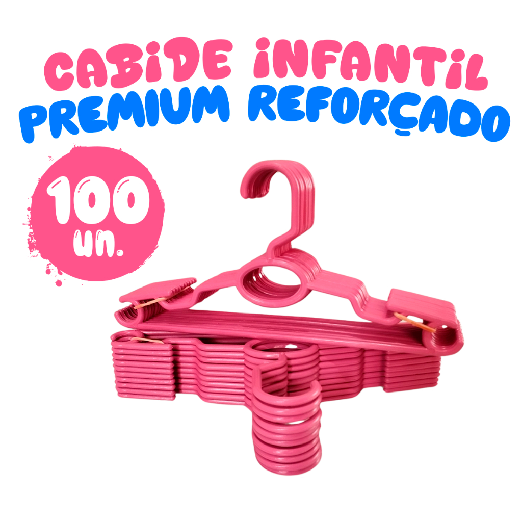 Kit 100 Cabides Infantil Bebê Baby Reforçado Rosa Plástico Cruzeta Roupa Resistente Premium em Oferta na Shopee