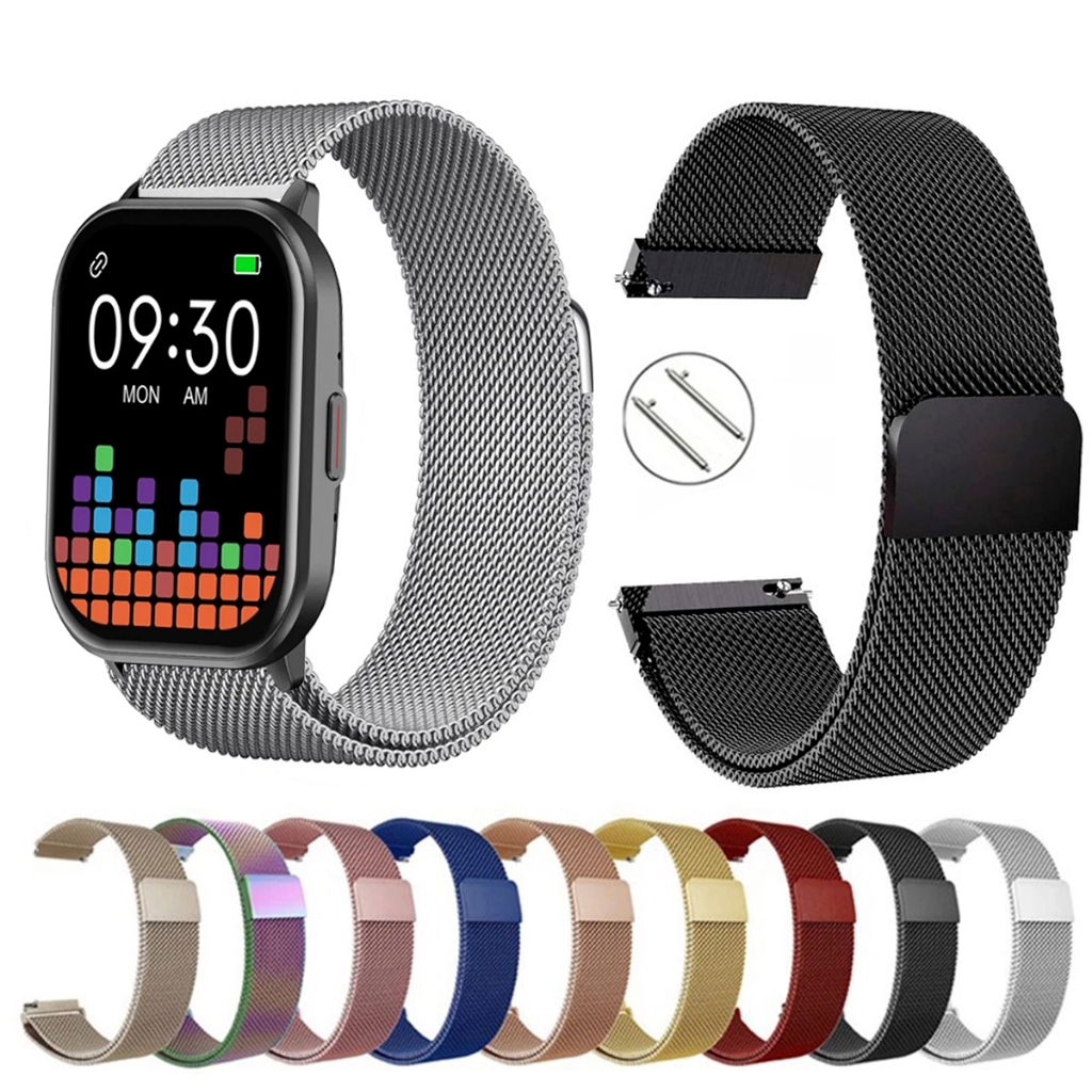 Pulseira de 22mm milanesa aço inox para Smartwatch Bettdow FB025 de Engate Rapido Pronta entrega no Brasil