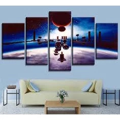 Quadro Decorativo Estação Espacial Espaço Nave Astronomia Tecnologia Universo Galáxia Ciência