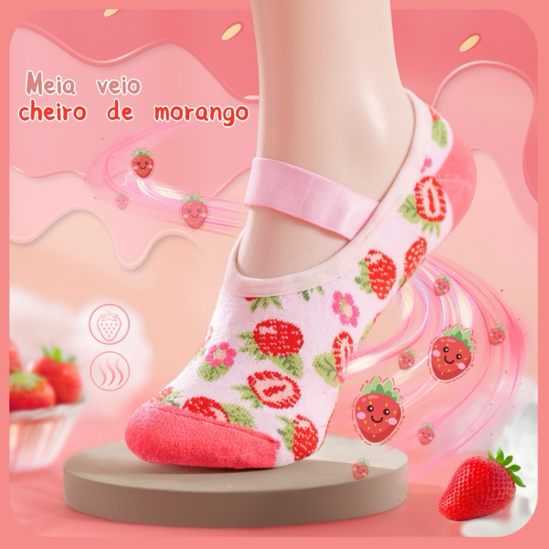 Meia Sapatilha COM CHEIRO Pilates Fitness Yoga Antiderrapante ADULTO INFANTIL em Oferta na Shopee