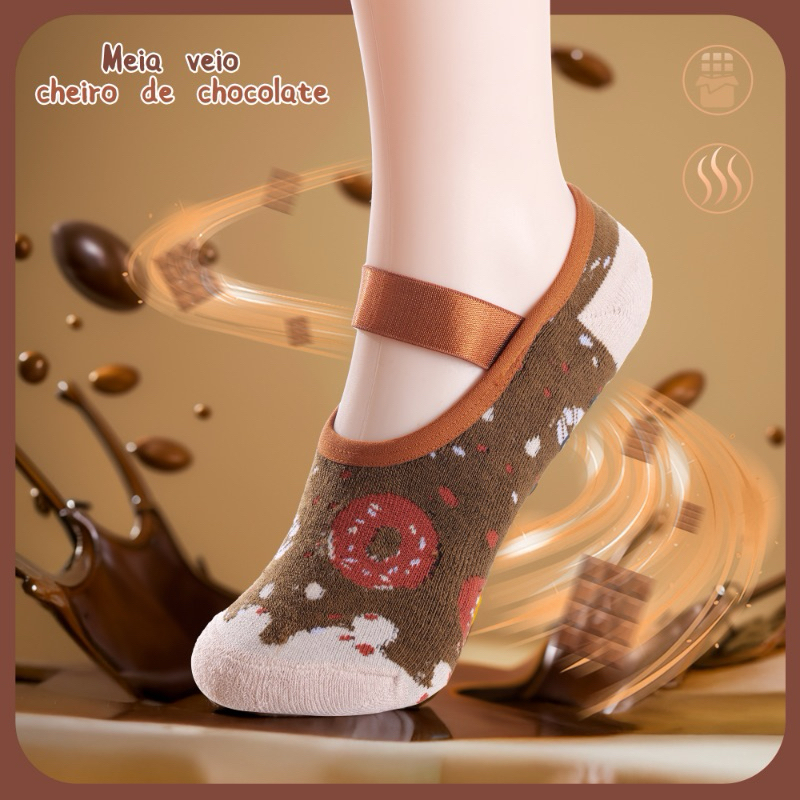Meia Sapatilha COM CHEIRO Pilates Fitness Yoga Antiderrapante ADULTO INFANTIL