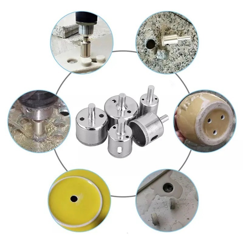 Jogo 15/20 Brocas Diamantadas Serra Copo furar Vidro Granito Ceramica 6 a 50 mm kit ferramentas — imagem 2 de 2