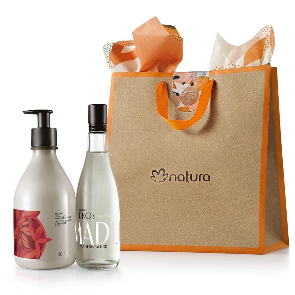 Presente Natura Ekos Madeira em Flor kit maes colônia frescor feminino 150 ml néctar desodorante hidratante para o corpo