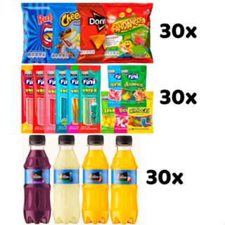 Kit 90 Itens - 30 Salgadinhos Elma Chips + 30 Sucos Del Valle 200ml + 30 Finis 15g em Oferta na Shopee