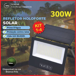 Refletor Solar Led 300w Placa Solar Prova Dágua Ajustável Dobrável Com Controle Remoto
