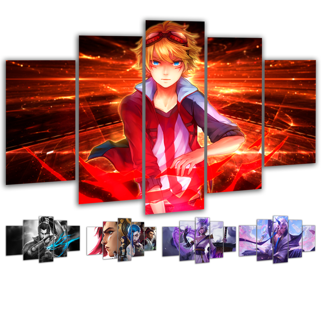 Quadro Decorativo 5 Peças League Of Legends LoL Gamer Quadros  Lulu Senna Yone Vayne Sylas Campeão