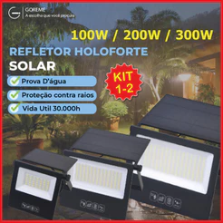 Refletor Solar Led 300w 200W 100W Placa Solar Luz Fria Prova Dágua Ajustável Dobrável Controle