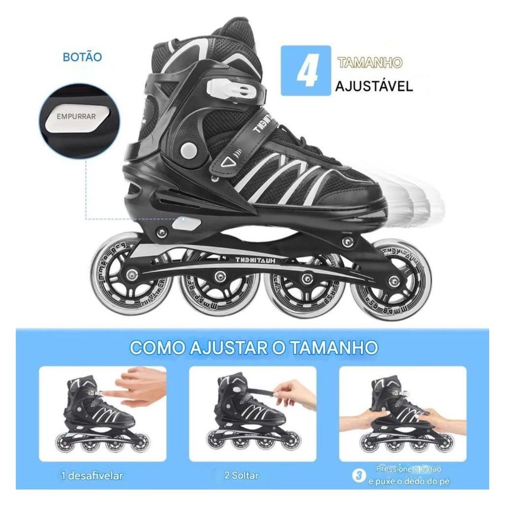 Patins Inline Adulto / Infantil Abec7 Semi Pró Tam 38-43