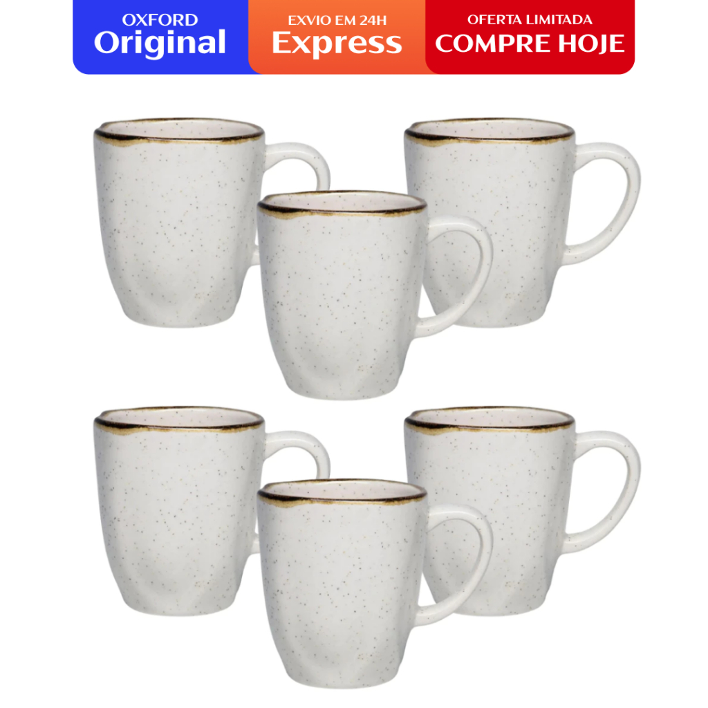 Jogo 6 Canecas Café Chá Ryo Maresia 260ml Oxford Porcelanas Originais